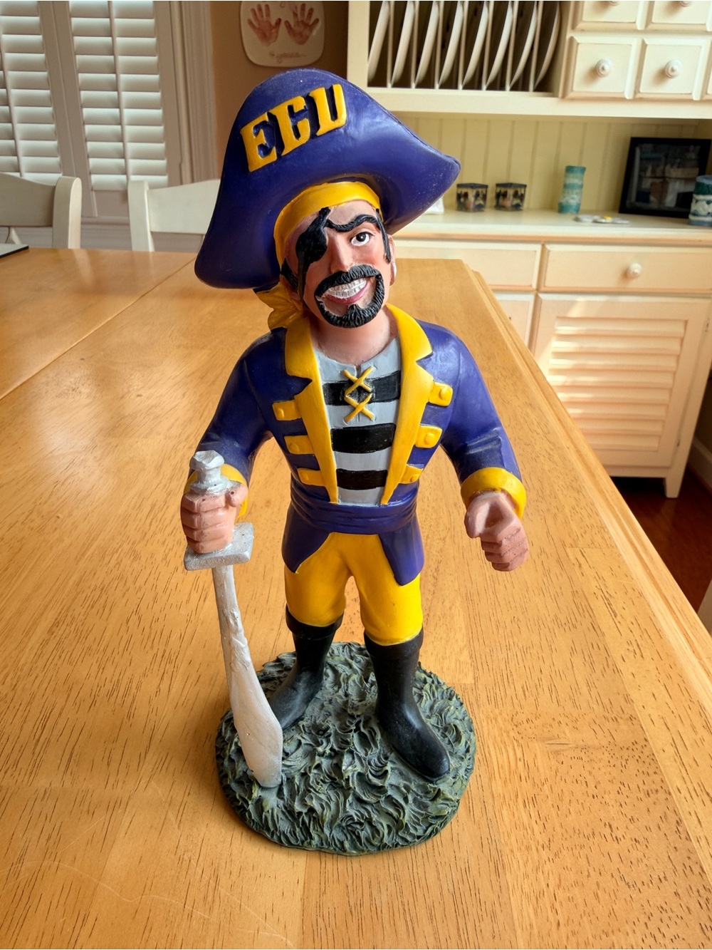 ECU Pee Dee Pirate Mascot Statue - Purple and Gold